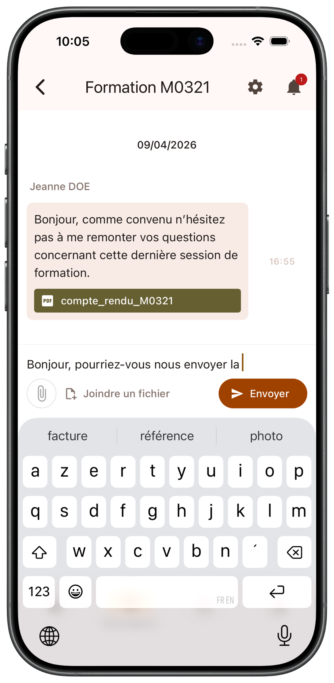 Échangez via la messagerie